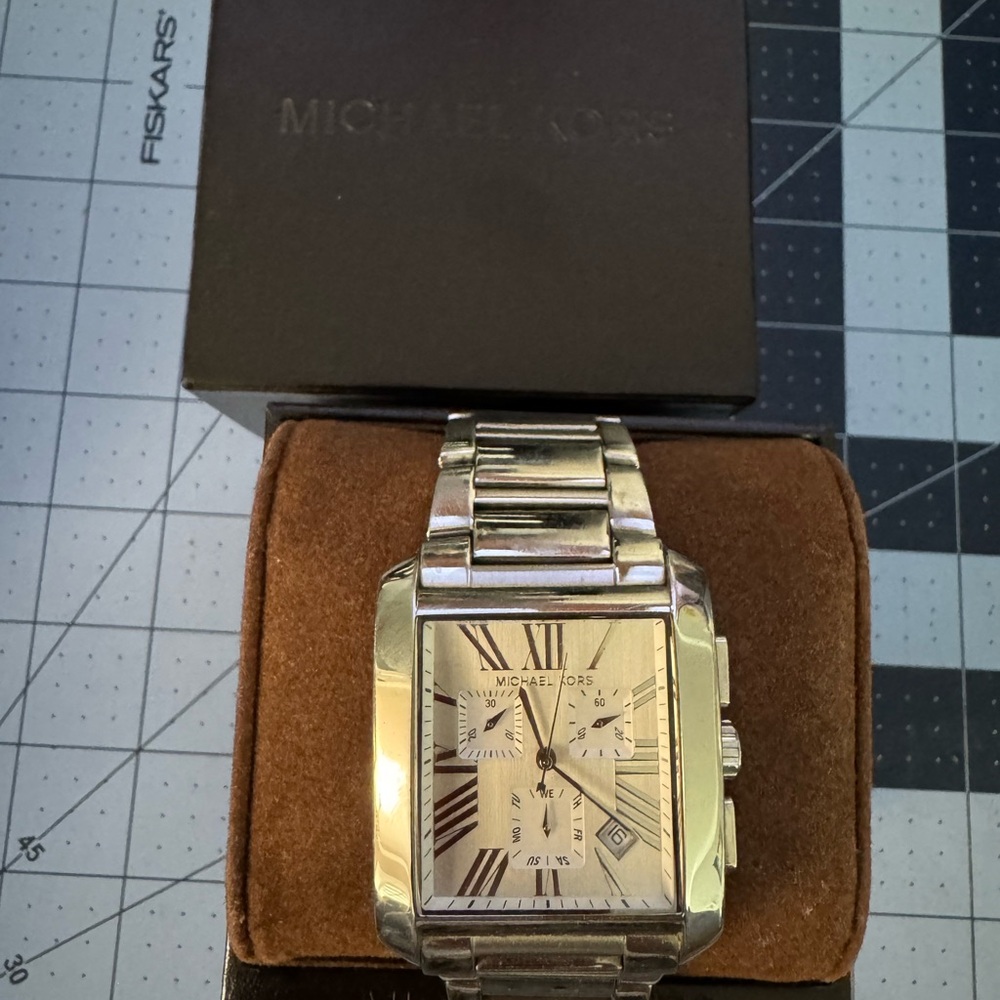 Michael Kors Black Leather Strap Watch